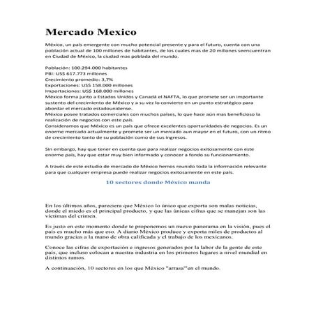 Mercado actual en mexico