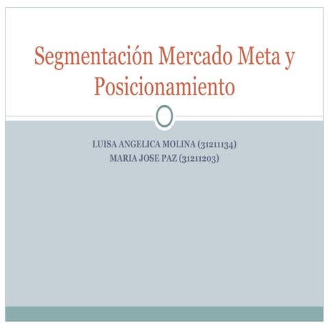Segementacion de Mercados, Mercado Meta y Posicionamiento | PPT