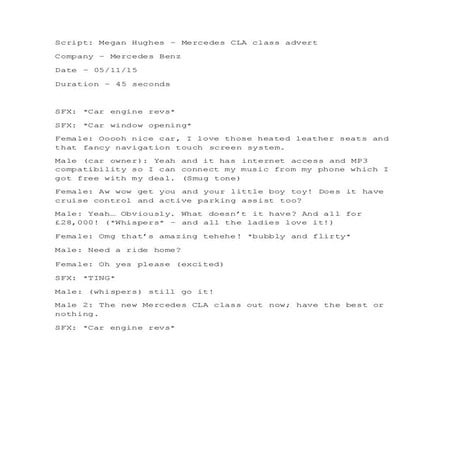 Mercedes advert script | DOCX