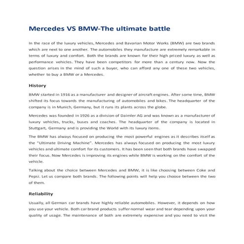 Mercedes VS BMW-The ultimate battle 