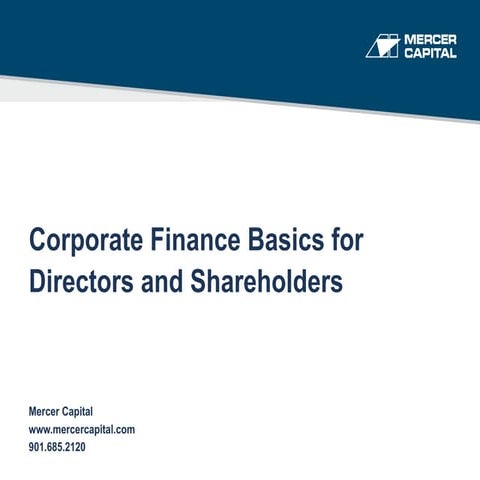 Corporate Finance Basics for Directors and Shareholders