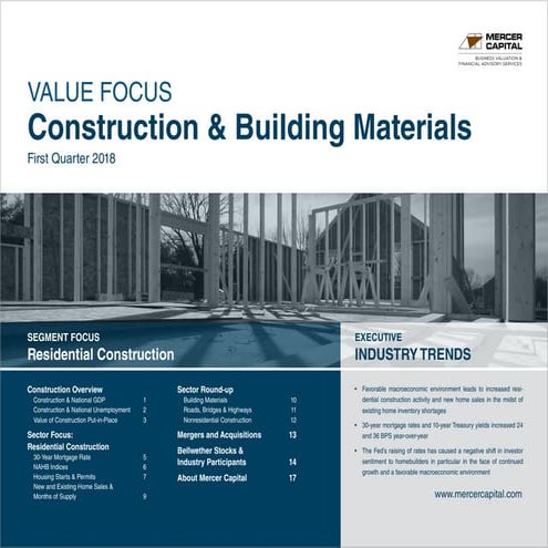 Mercer Capital's Value Focus: Construction and Building Materials | Q1 2018 |...