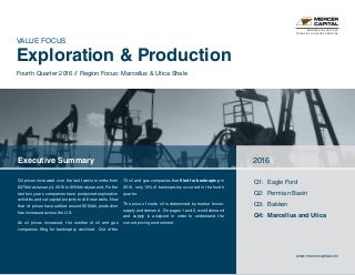Mercer Capital's Value Focus: Exploration and Production - Q4 2016