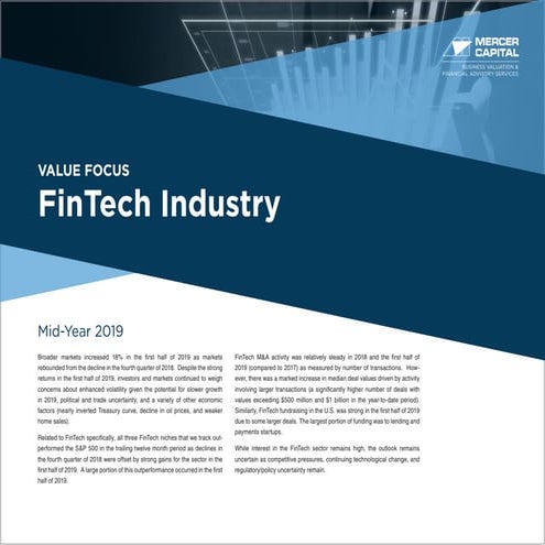 Mercer Capital's Value Focus: FinTech Industry | Mid-Year 2019  