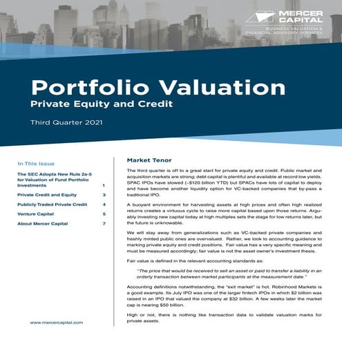 Mercer Capital's Portfolio Valuation: Private Equity and Venture Capital Mark...