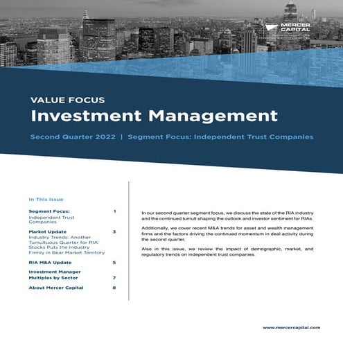 Mercer Capital's Investment Management Industry Newsletter | Q2 2022 | Segment Focus: Independent Trust Companies