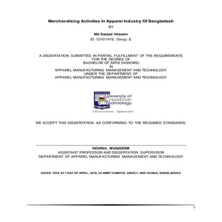 Merchandising activities in apparel industry of bangladesh