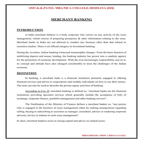 Merchant banking | PDF