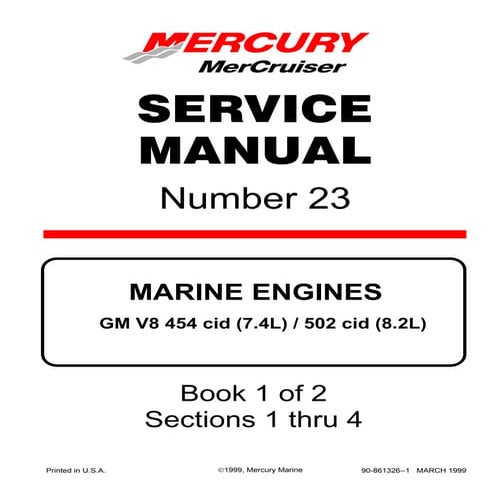 Mercruiser marine engines mie 8.2 l mpi service repair manual