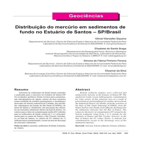 Contaminacao por Mercurio no estuario de Santos