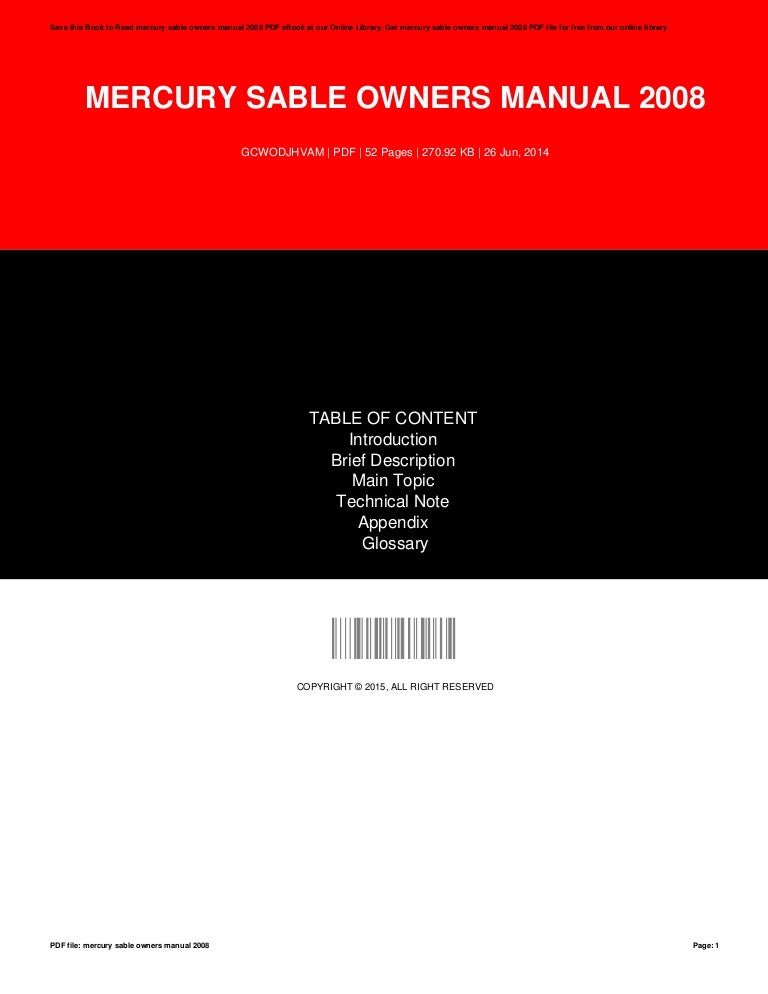 Mercury sable-owners-manual-2008