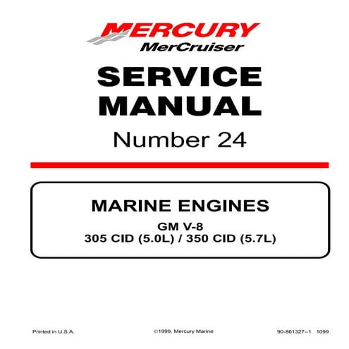 Mercury Mercruiser Marine Engines #24 GM V-8 305 CID (5.0L)  350 CID (5.7L) S...