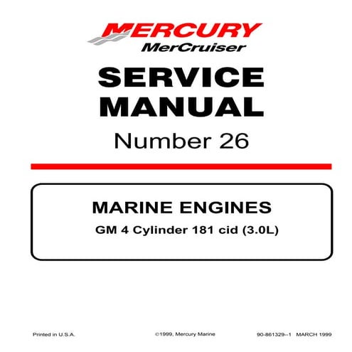 Mercury mercruiser marine engines gm 4 cylinder 181 cid (3.0 l) service repai...