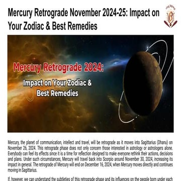 Mercury Retrograde November 2024-25_ Impact on Your Zodiac & Best ...