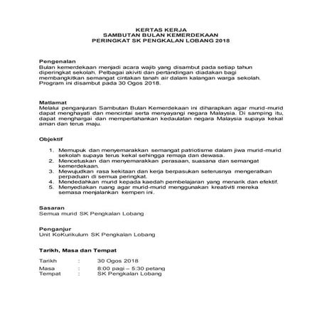 Kertas Kerja Hari Merdeka 2018