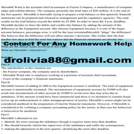 Meredith Ward is the assistant chief accountant at Frazier Company, .pdf