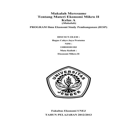 Makalah Ekonomi Mikro II (Resume)