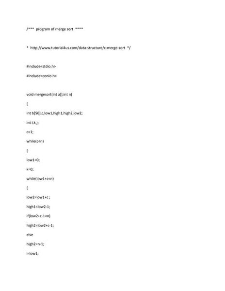 Merge sort code in C explained