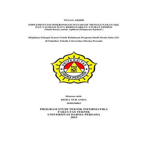 IMPLEMENTASI SINKRONISASI DATABASE MENGGUNAKAN SQL DAN VALIDASI DATA BERDASAR...