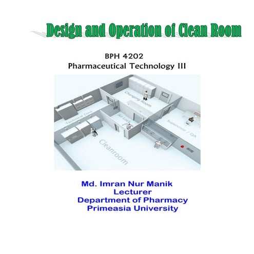 Design and operation of clean room-MANIK | PDF