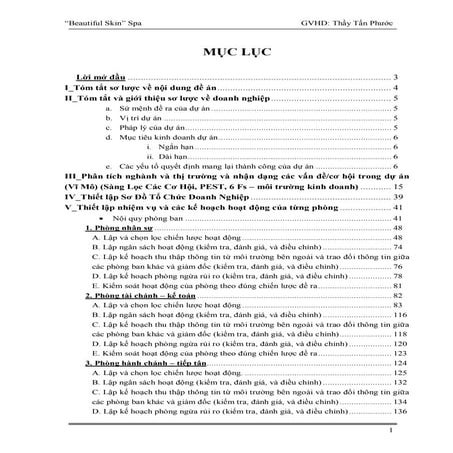 kế hoạch kinh doanh beautiful skin spa 