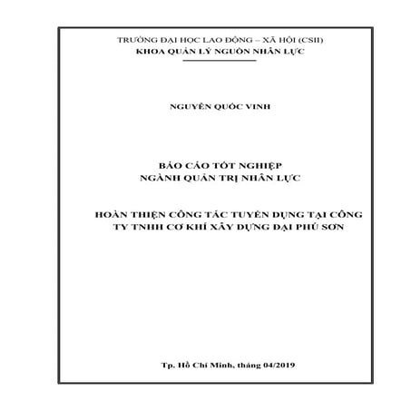  Hoàn thiện công tác tuyển dụng nhân lực tại Công ty TNHH cơ khí xây dựng Đại...