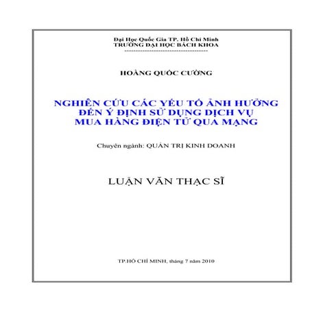 Luận văn: Nghiên cứu các yếu tố ảnh hưởng đến ý định sử dụng dịch vụ mua hàng...
