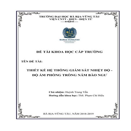 Đề tài: Thiết kế hệ thống giám sát nhiệt độ - độ ẩm phòng trồng nấm bào ngư