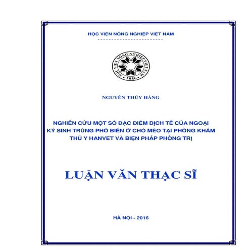 Luận văn: Nghiên cứu một số đặc điểm dịch tễ của ngoại ký sinh trùng phổ biến...