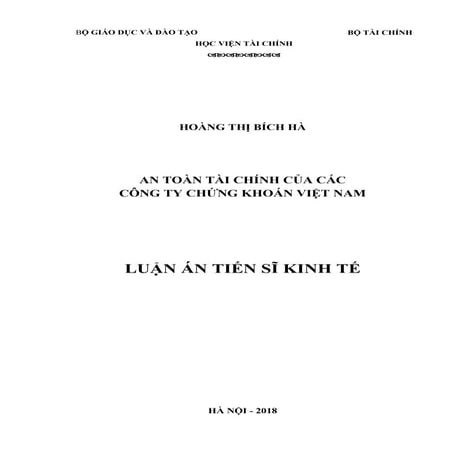 Luận án: An toàn tài chính của các công ty chứng khoán Việt Nam
