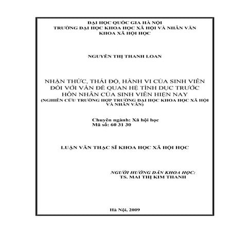Luận văn: Nhận thức, thái độ, hành vi của sinh viên đối với vấn đề quan hệ tì...