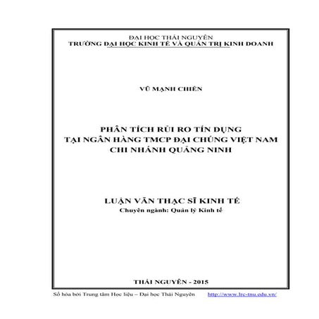Luận văn: Phân tích rủi ro tín dụng tại ngân hàng thương mại cổ phần đại chún...