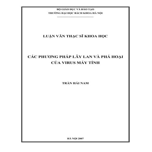 Luận văn: Các phương pháp lây lan và phá hoại virus máy tính, HAY