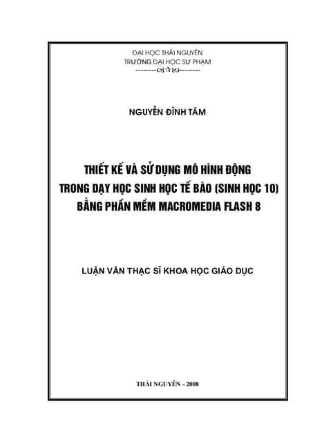 Luận án: Thiết kế và sử dụng mô hình động dạy học sinh lý học thực vật (Sinh ...