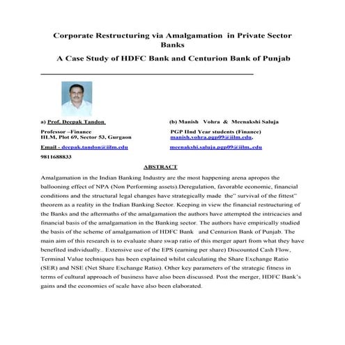 Merger & Acquisition In Banks
