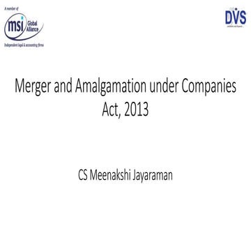 Merger and amalgamation under companies act, 2013