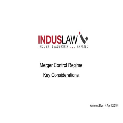 Merger Control Regime & M&A in India | PPTX