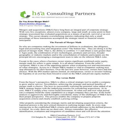 Do You Know Merger Math? | PDF