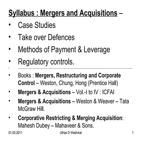 Mergers & acquisitions for MBA