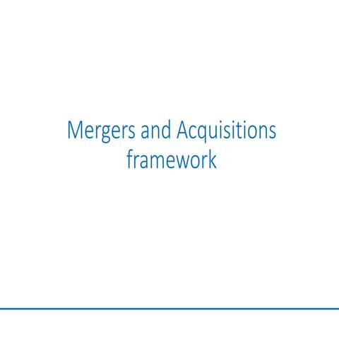 Mergers and acquisitions framework | Veristrat Inc.