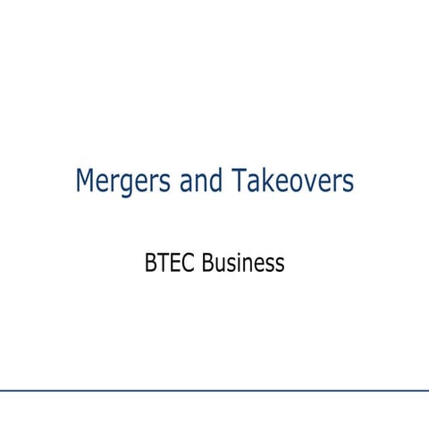 Mergers And Takeovers