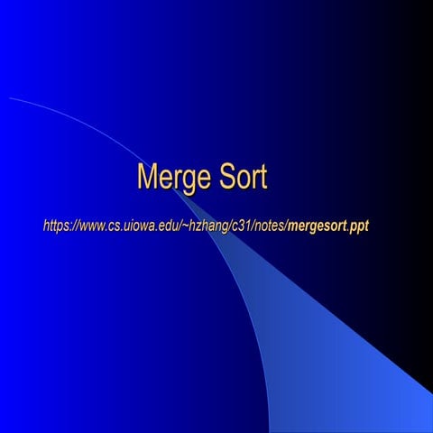 Merge sort algorithm power point presentation | PPTX