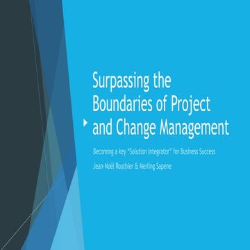 Surpassing the Boundaries of Project and Change Management. Becoming a key “S...