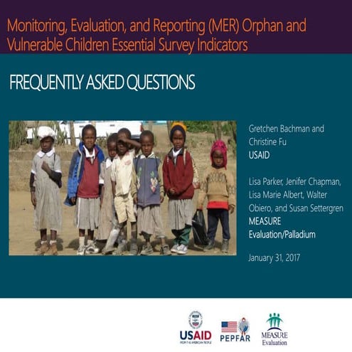 Collecting the PEPFAR OVC MER Essential Survey Indicators: Frequently Asked Q...