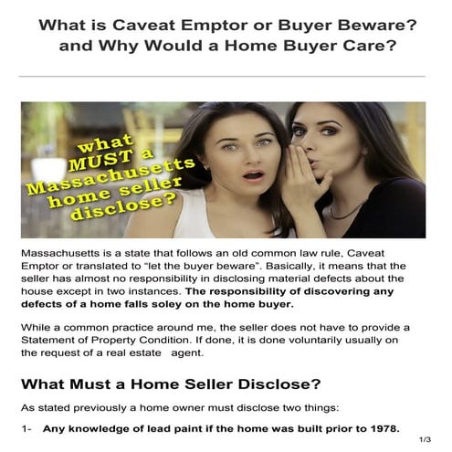 What is Caveat Emptor or Buyer Beware?