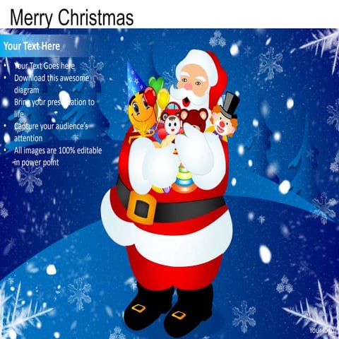 Merry christmas celebrations holidays santa snow powerpoint templates
