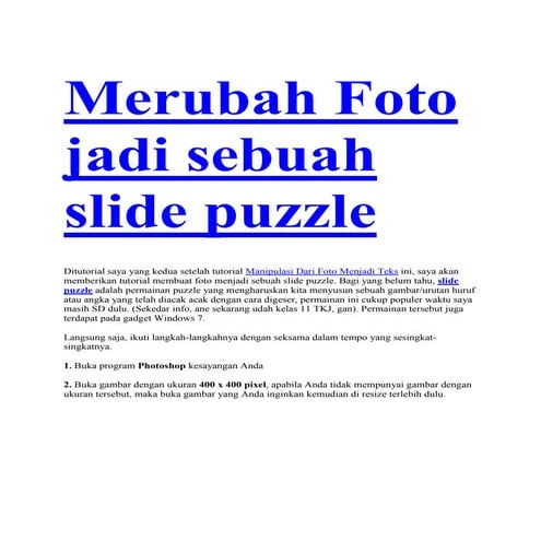 Merubah foto jadi sebuah slide puzzle