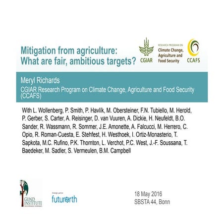 Mitigation from agriculture: What are fair, ambitious targets? 