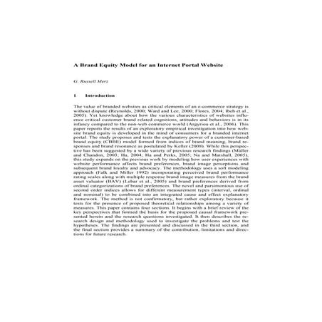 A Brand Equity Model for an Internet Portal Website