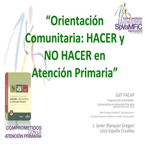 Orientación Comunitaria: Hacer y NO Hacer en Atención Primaria
